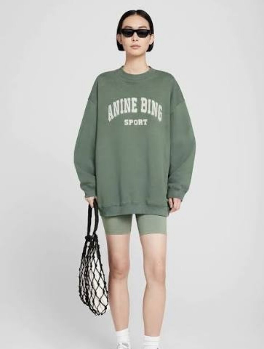 Anine Bing Sport Pullover Sweatshirt In Artichoke Green